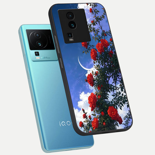  Rose Drift Flowers phone case For iQOO Neo 7 Pro showing premium glass back cover with detailed artwork
