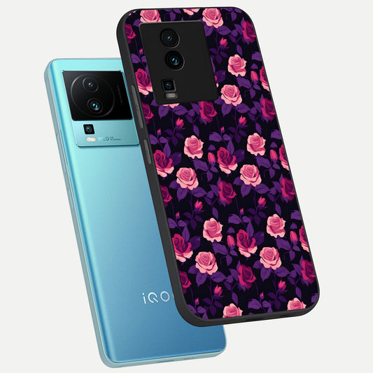  Rose Garden Twilight phone case For iQOO Neo 7 Pro showing premium glass back cover with detailed artwork