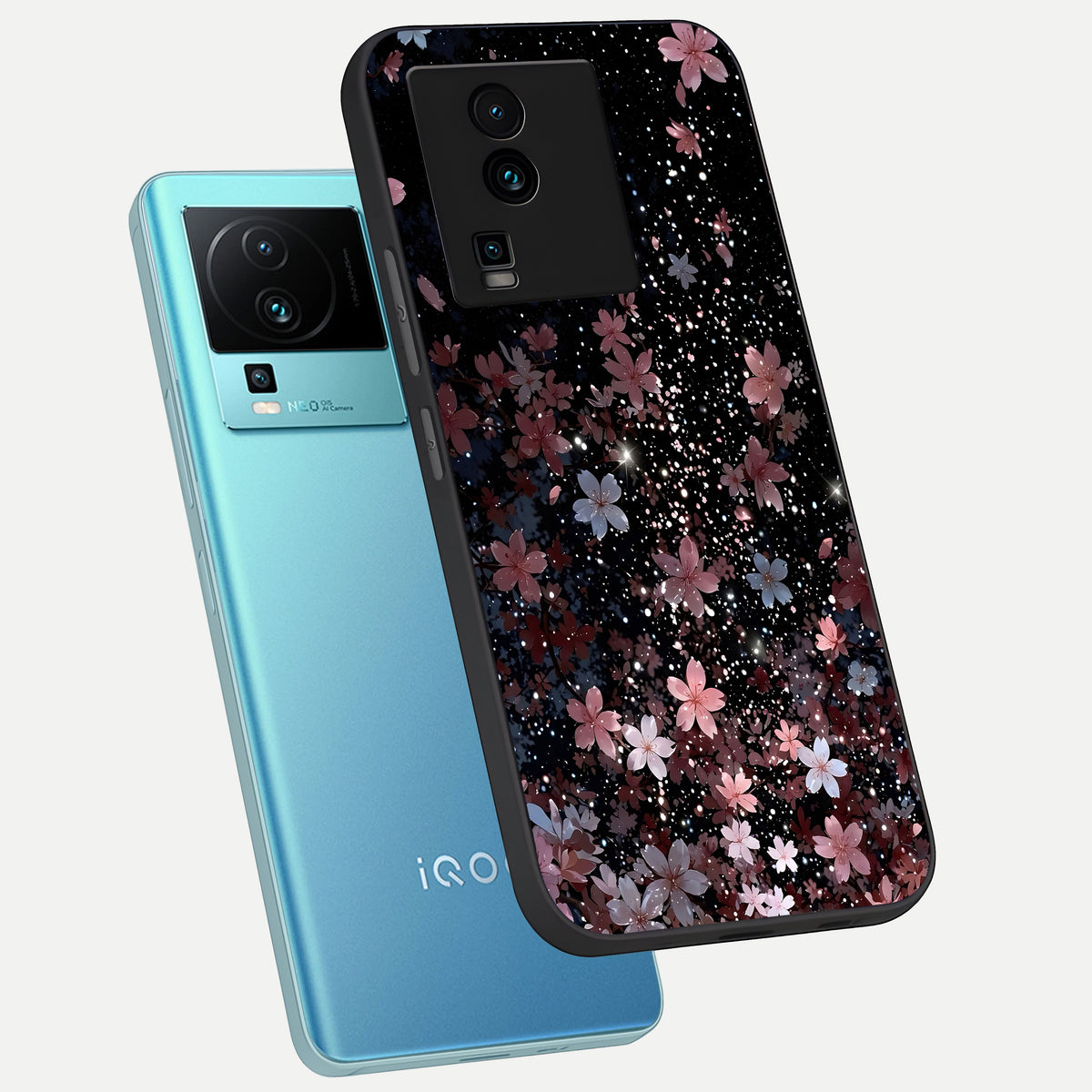  Starlit Flower Dreams phone case For iQOO Neo 7 Pro showing premium glass back cover with detailed artwork