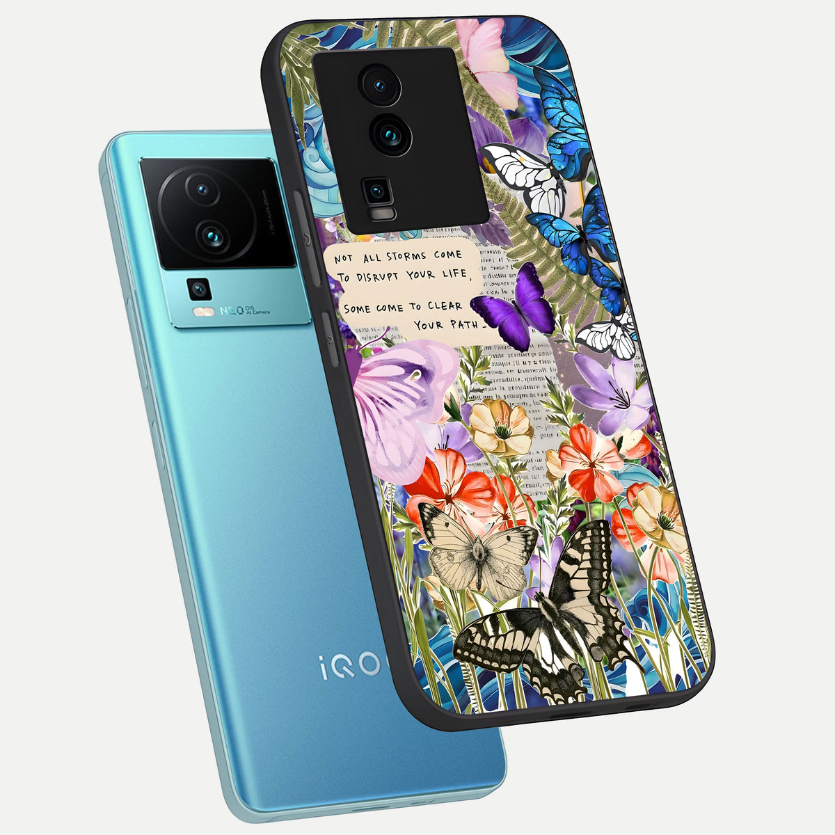  Storm Path Bloom phone case For iQOO Neo 7 Pro showing premium glass back cover with detailed artwork