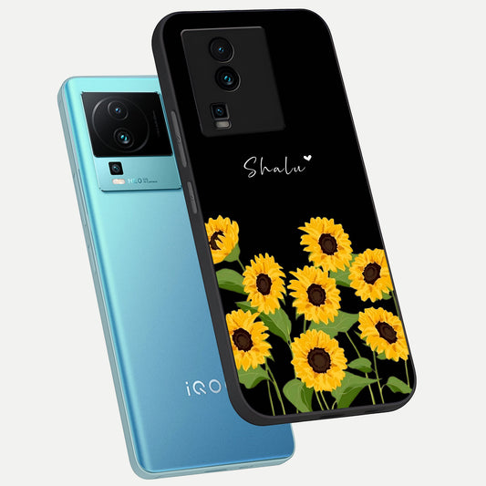  Sunflower Sky Bloom phone case For iQOO Neo 7 Pro showing premium glass back cover with detailed artwork