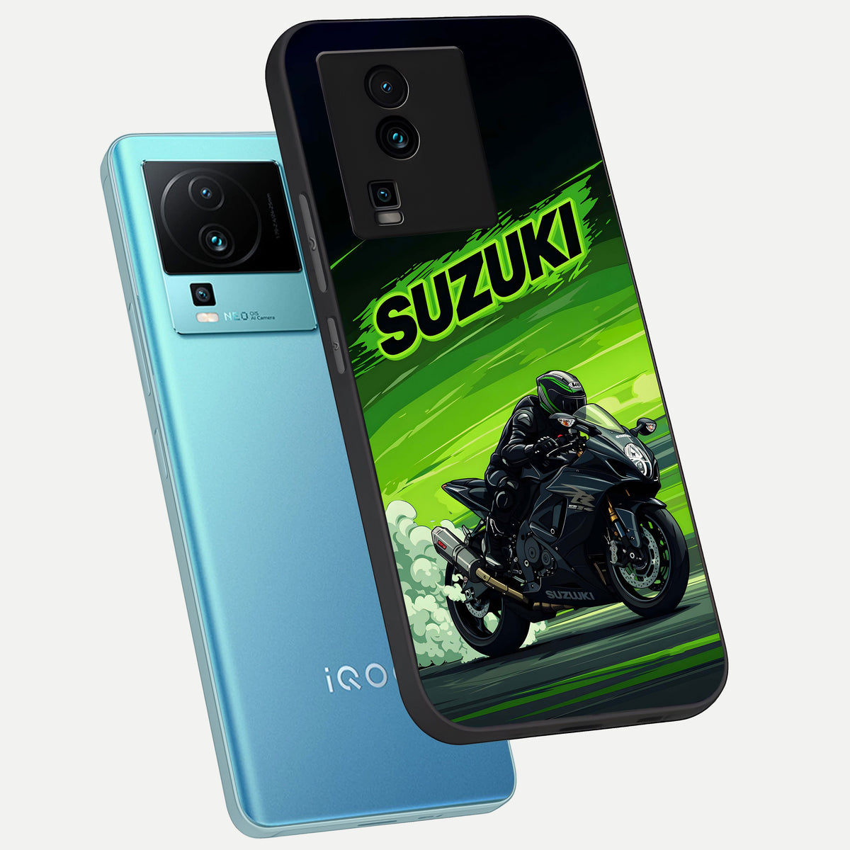  Suzuki Speed Beast phone case For iQOO Neo 7 Pro showing premium glass back cover with detailed artwork