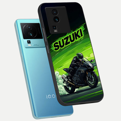  Suzuki Speed Beast phone case For iQOO Neo 7 Pro showing premium glass back cover with detailed artwork