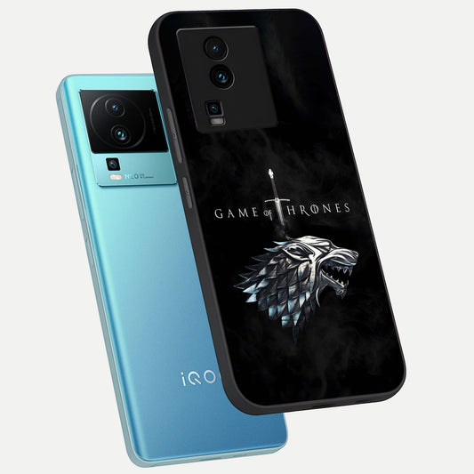  Throne Wolf Legacy phone case For iQOO Neo 7 Pro showing premium glass back cover with detailed artwork