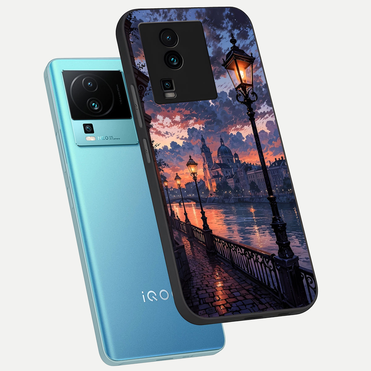  Twilight River Lights phone case For iQOO Neo 7 Pro showing premium glass back cover with detailed artwork