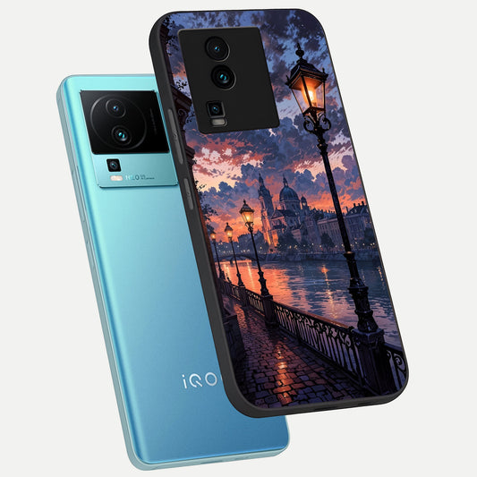  Twilight River Lights phone case For iQOO Neo 7 Pro showing premium glass back cover with detailed artwork
