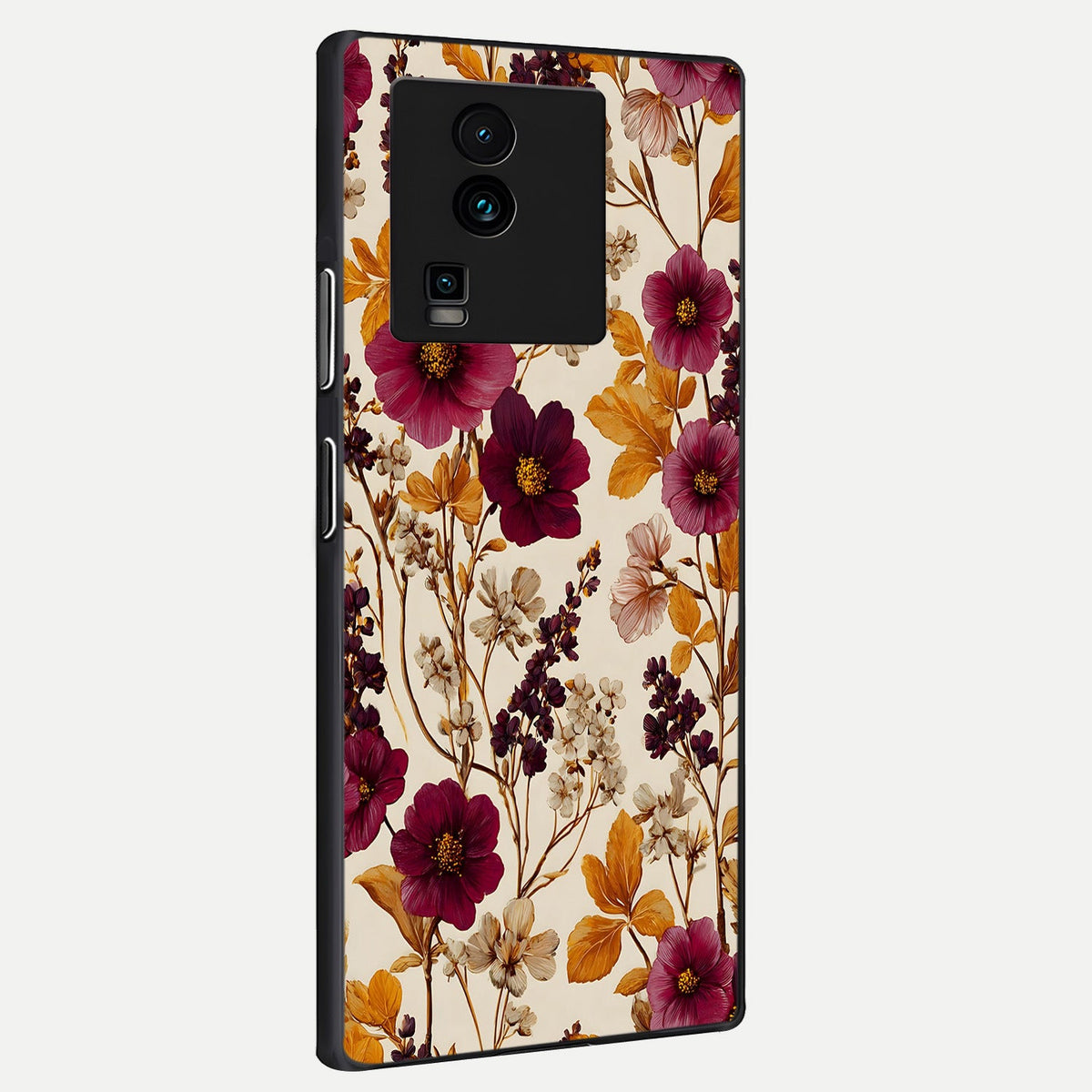  Autumn Wine Bloom back cover For iQOO Neo 7 Pro slim fit glass case with vibrant aesthetic design