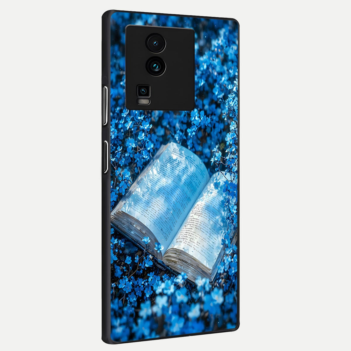  Blue Bloom Tales back cover For iQOO Neo 7 Pro slim fit glass case with vibrant aesthetic design