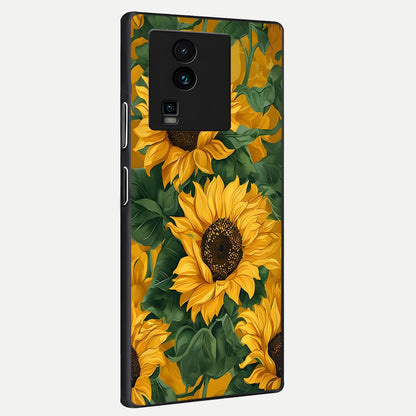 Bright Sunflower Bloom back cover For iQOO Neo 7 Pro slim fit glass case with vibrant aesthetic design
