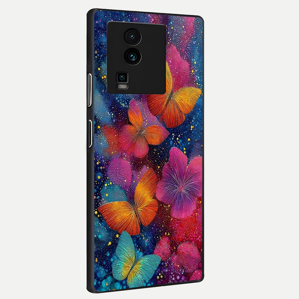  Butterfly Dream Mist back cover For iQOO Neo 7 Pro slim fit glass case with vibrant aesthetic design