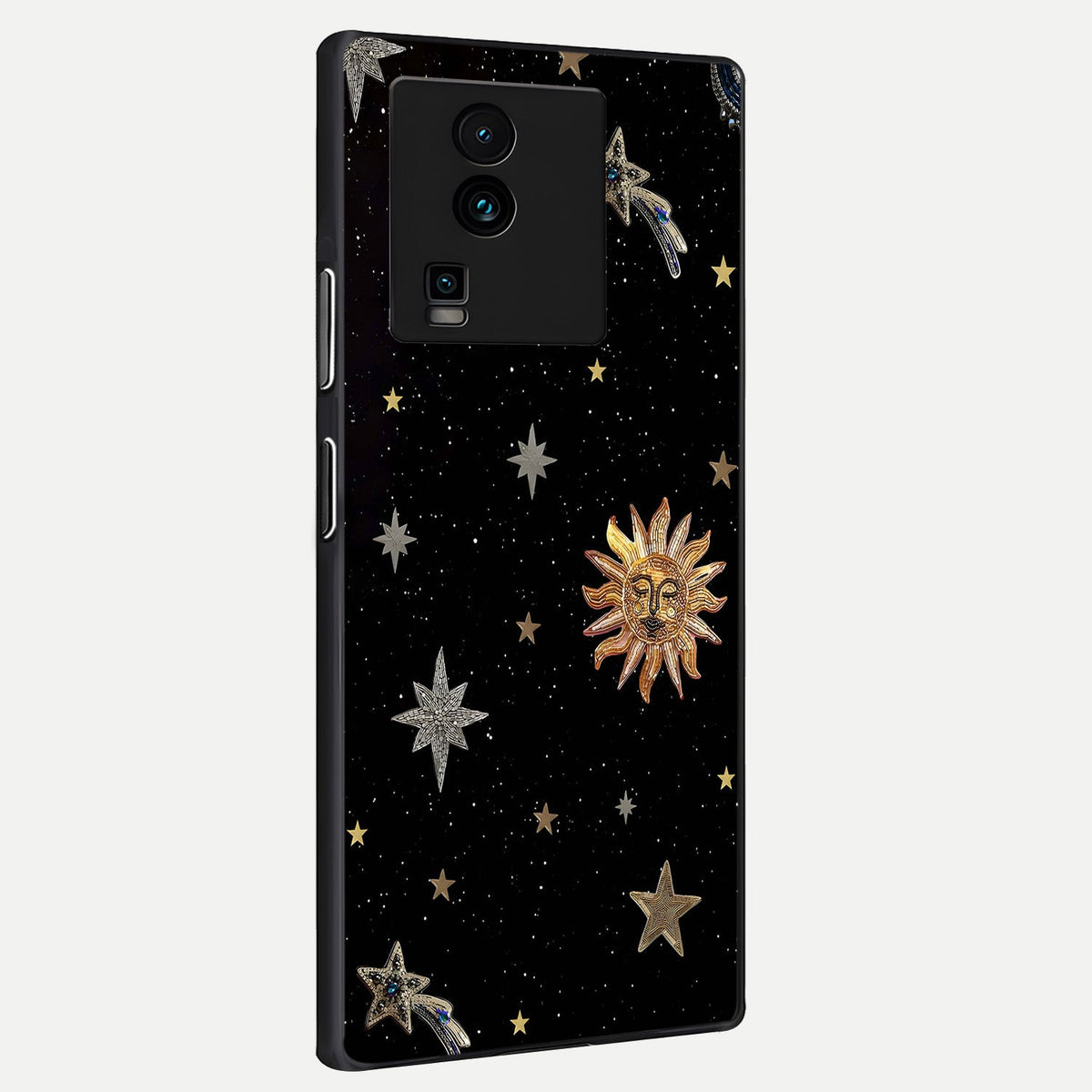  Celestial Moon With Stars back cover For iQOO Neo 7 Pro slim fit glass case with vibrant aesthetic design