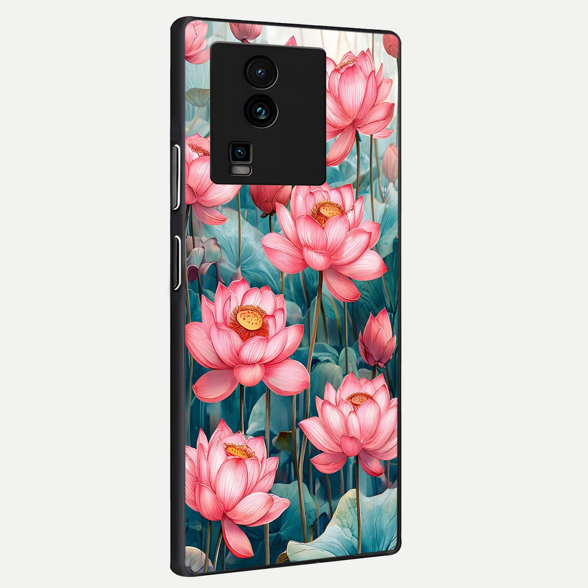  Celestial Pink Lotus back cover For iQOO Neo 7 Pro slim fit glass case with vibrant aesthetic design