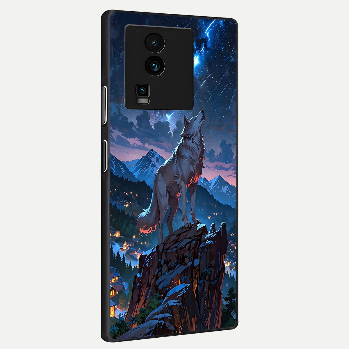  Celestial Wolf Howl back cover For iQOO Neo 7 Pro slim fit glass case with vibrant aesthetic design