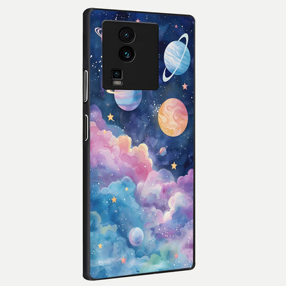  Cosmic Planet Dreams back cover For iQOO Neo 7 Pro slim fit glass case with vibrant aesthetic design