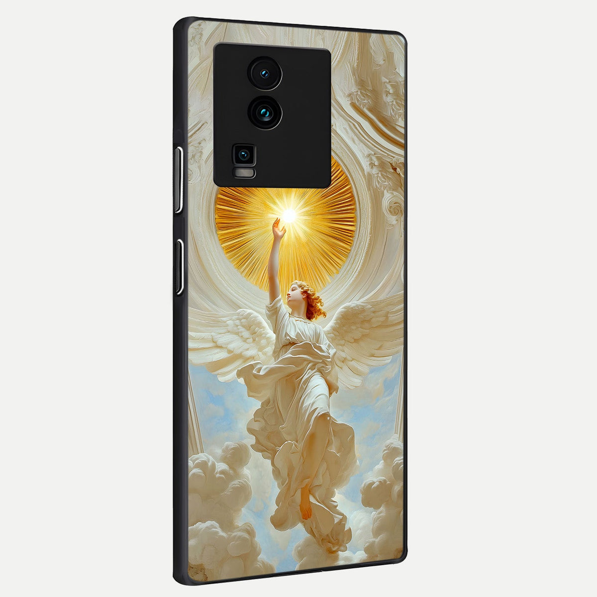  Divine Light Angel back cover For iQOO Neo 7 Pro slim fit glass case with vibrant aesthetic design