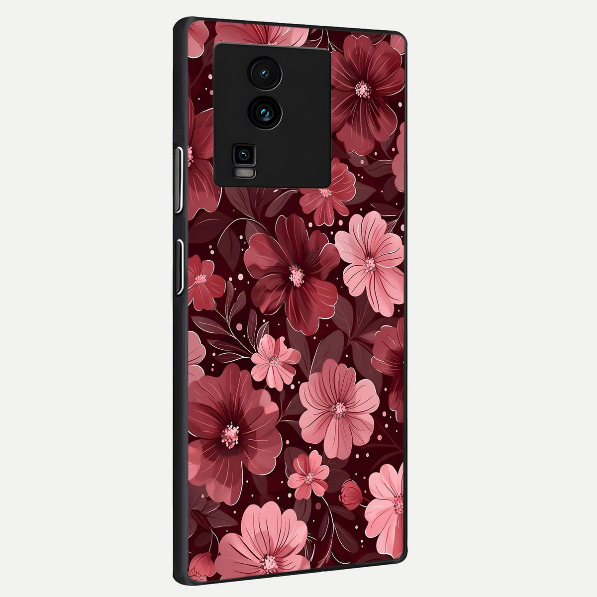  Flower Blush Bloom back cover For iQOO Neo 7 Pro slim fit glass case with vibrant aesthetic design