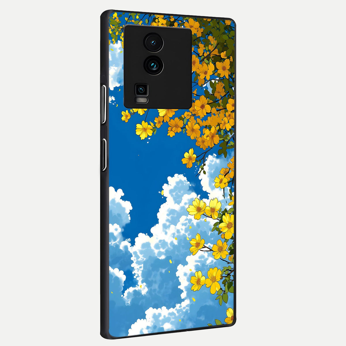  Golden Petal Sky back cover For iQOO Neo 7 Pro slim fit glass case with vibrant aesthetic design