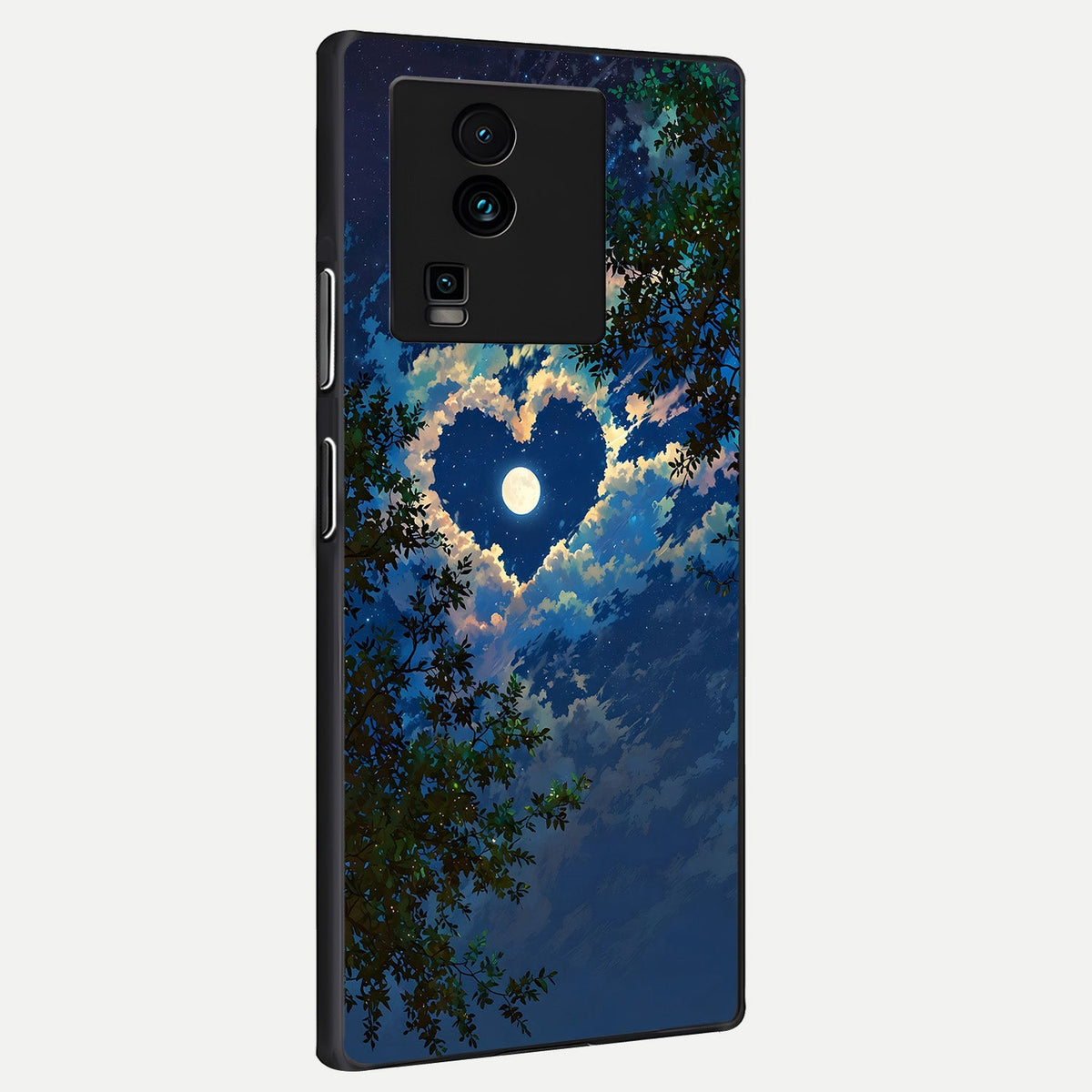  Heart With Moon Sky back cover For iQOO Neo 7 Pro slim fit glass case with vibrant aesthetic design