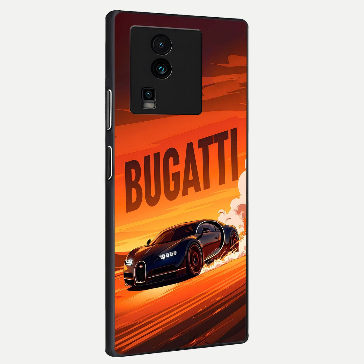  Inferno Bugatti Storm back cover For iQOO Neo 7 Pro slim fit glass case with vibrant aesthetic design