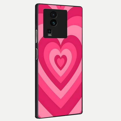  Layered Love Hearts back cover For iQOO Neo 7 Pro slim fit glass case with vibrant aesthetic design