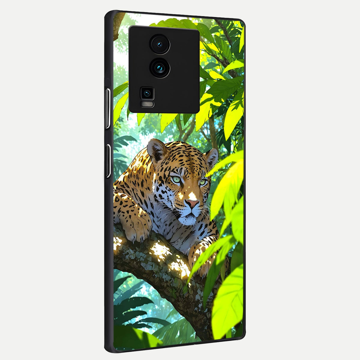  Leopard in Jungle back cover For iQOO Neo 7 Pro slim fit glass case with vibrant aesthetic design