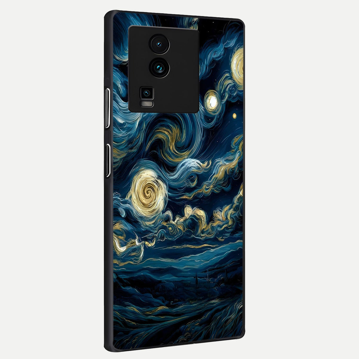  Midnight Sky Whirl back cover For iQOO Neo 7 Pro slim fit glass case with vibrant aesthetic design