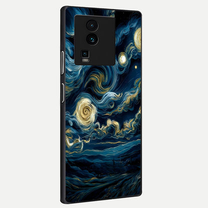  Midnight Sky Whirl back cover For iQOO Neo 7 Pro slim fit glass case with vibrant aesthetic design
