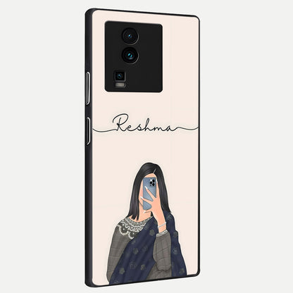  Mirror Mood Muse With Custom Name back cover For iQOO Neo 7 Pro slim fit glass case with vibrant aesthetic design
