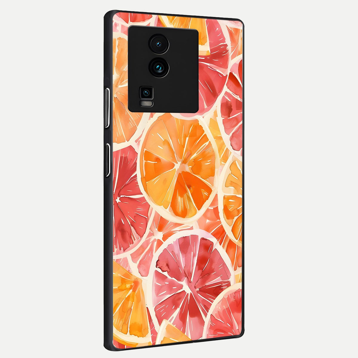  Orange Fruits Pattern back cover For iQOO Neo 7 Pro slim fit glass case with vibrant aesthetic design