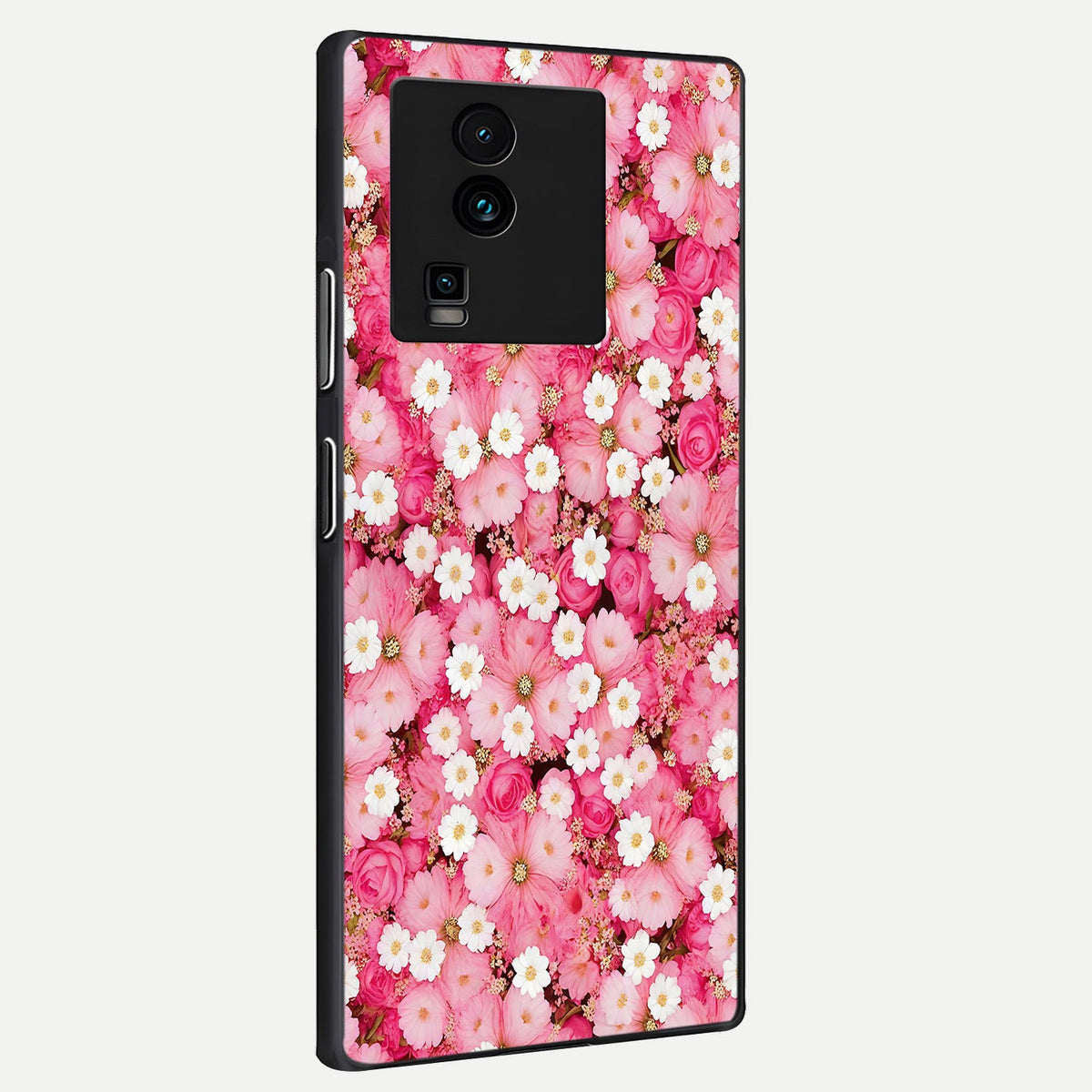  Pink Daisy Bliss back cover For iQOO Neo 7 Pro slim fit glass case with vibrant aesthetic design