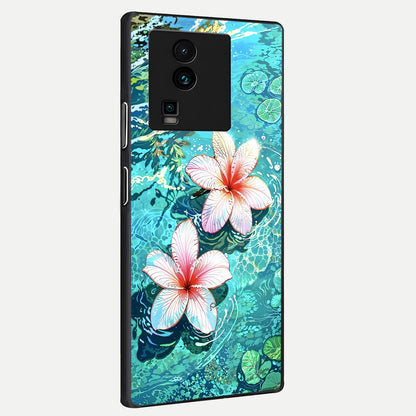  Pink Flowers in Water back cover For iQOO Neo 7 Pro slim fit glass case with vibrant aesthetic design