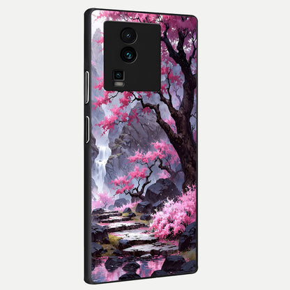  Pink Sunflower Glow back cover For iQOO Neo 7 Pro slim fit glass case with vibrant aesthetic design