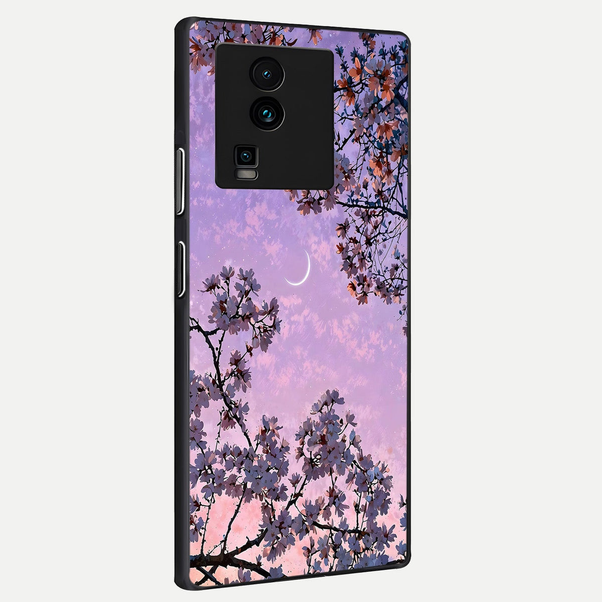  Purple Serenity Moon back cover For iQOO Neo 7 Pro slim fit glass case with vibrant aesthetic design