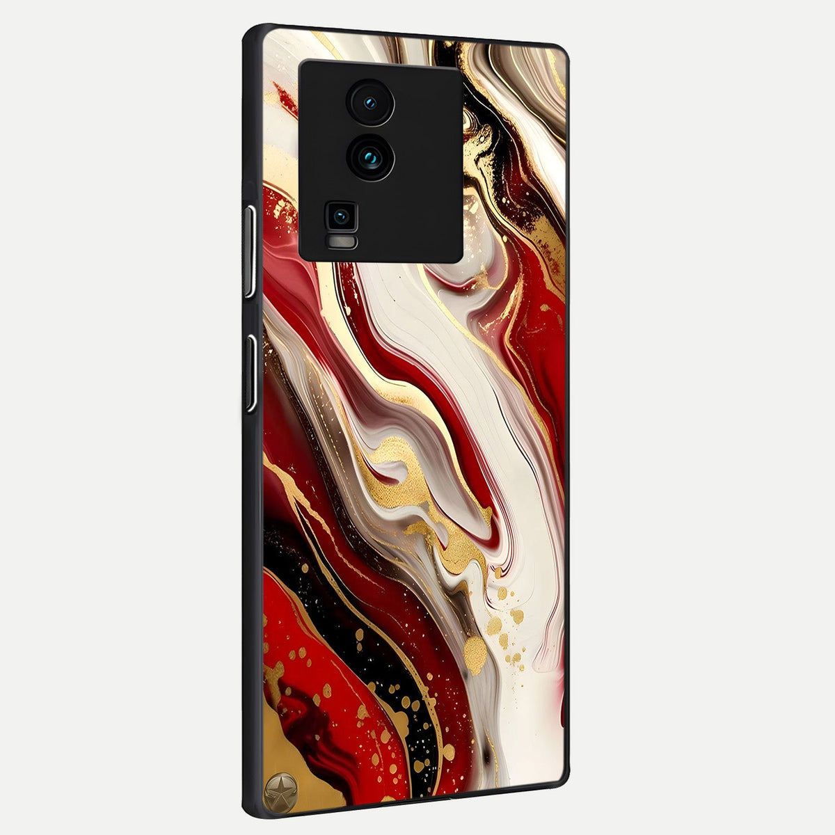  Red And White Marble back cover For iQOO Neo 7 Pro slim fit glass case with vibrant aesthetic design
