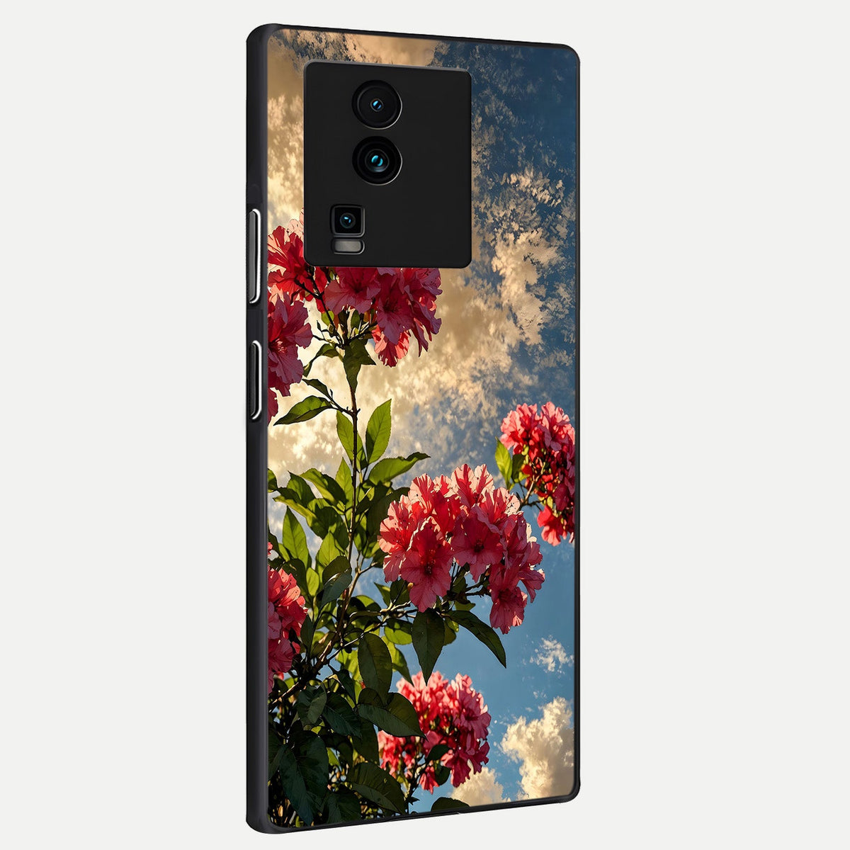  Red Bloom Skies back cover For iQOO Neo 7 Pro slim fit glass case with vibrant aesthetic design