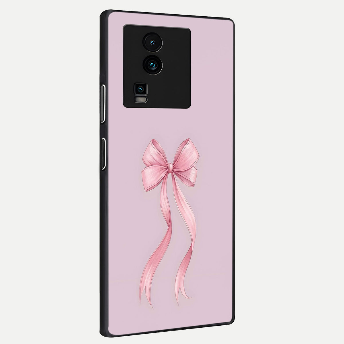  Soft Blush Bow back cover For iQOO Neo 7 Pro slim fit glass case with vibrant aesthetic design