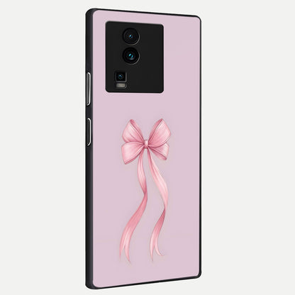  Soft Blush Bow back cover For iQOO Neo 7 Pro slim fit glass case with vibrant aesthetic design
