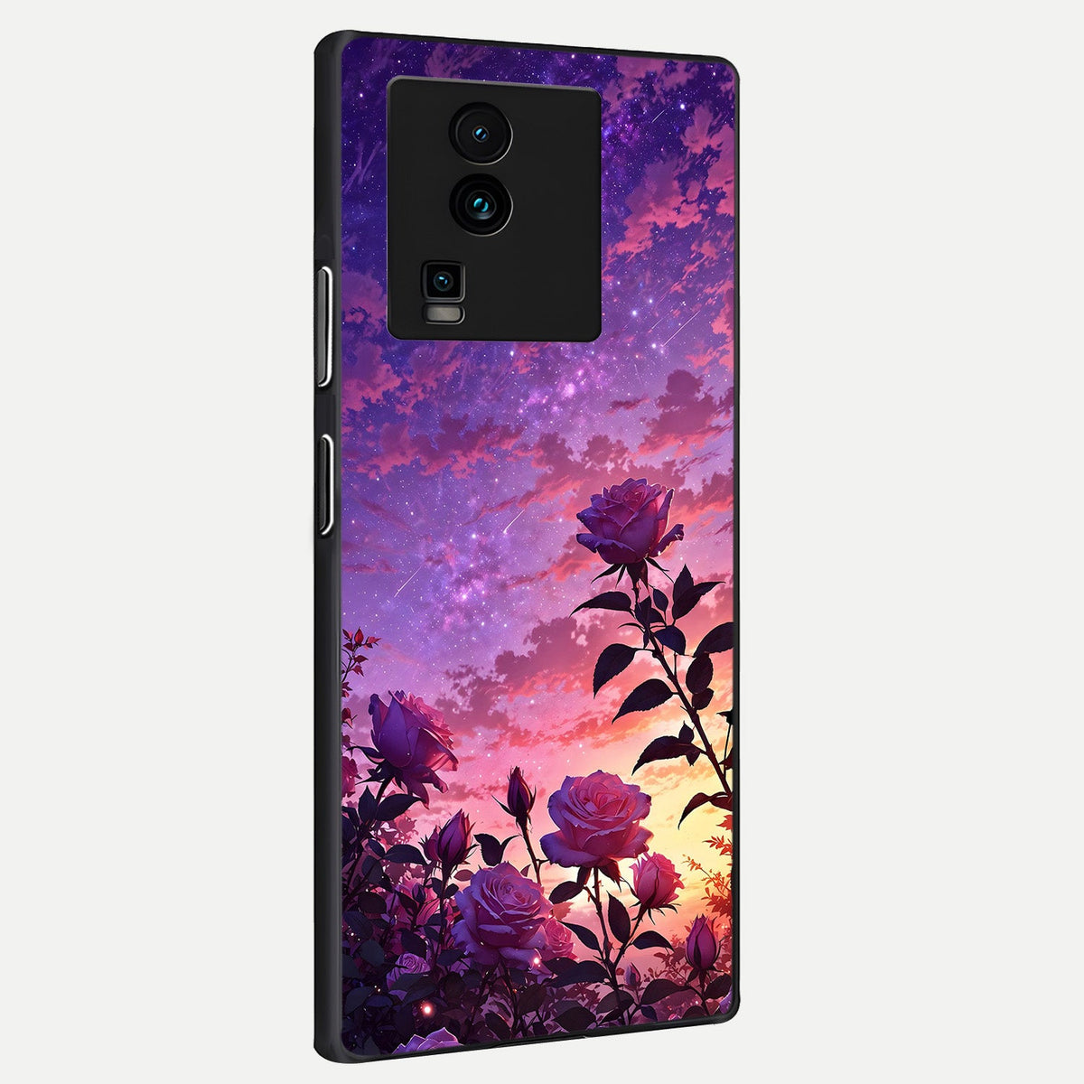  Starlit Rose Twilight back cover For iQOO Neo 7 Pro slim fit glass case with vibrant aesthetic design