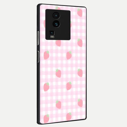  Strawberry Picnic Love back cover For iQOO Neo 7 Pro slim fit glass case with vibrant aesthetic design