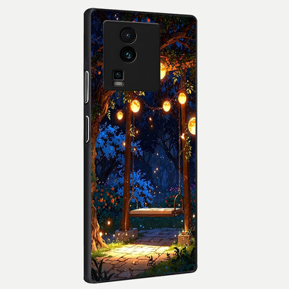  Twilight Garden Swing back cover For iQOO Neo 7 Pro slim fit glass case with vibrant aesthetic design