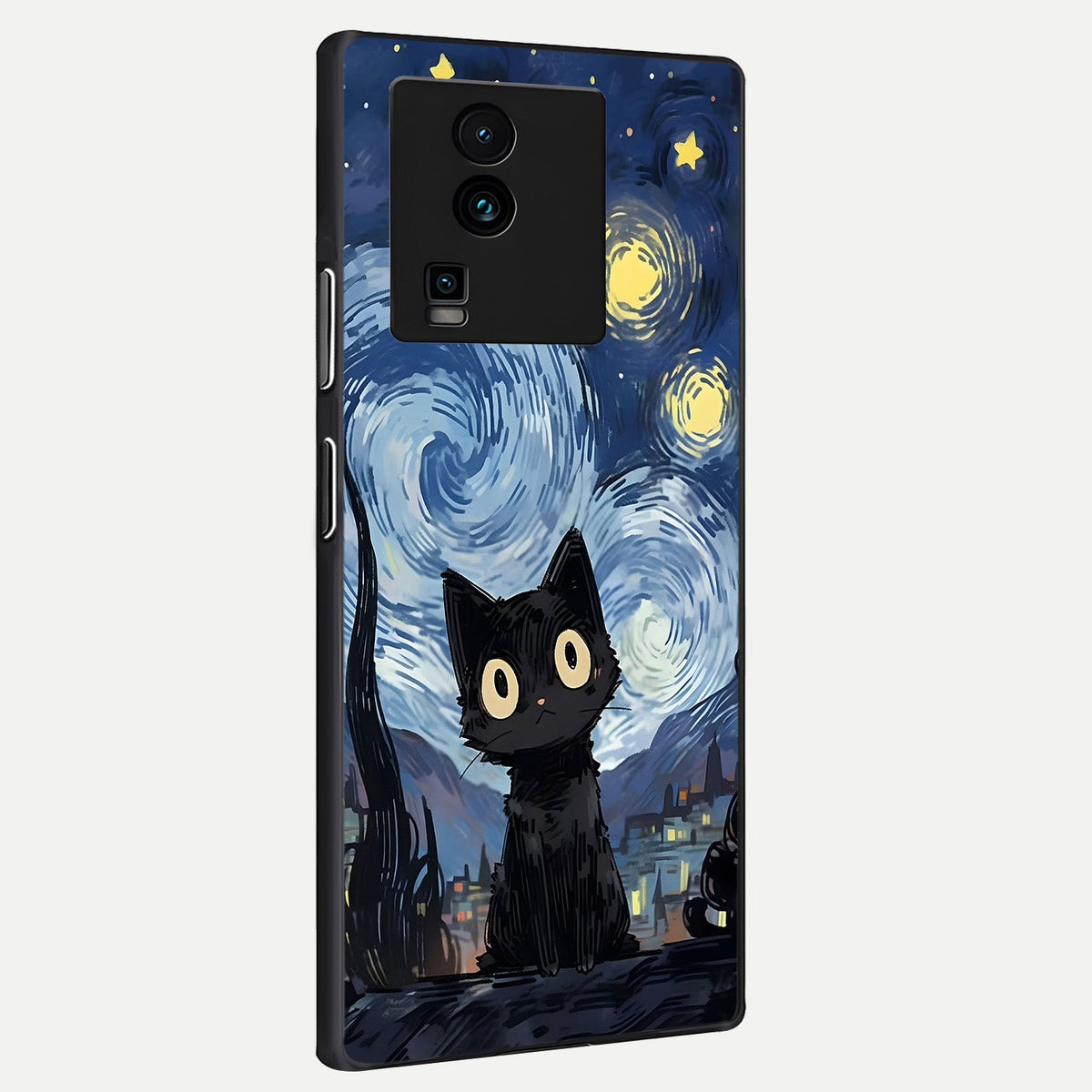  Van Gogh Cat back cover For iQOO Neo 7 Pro slim fit glass case with vibrant aesthetic design