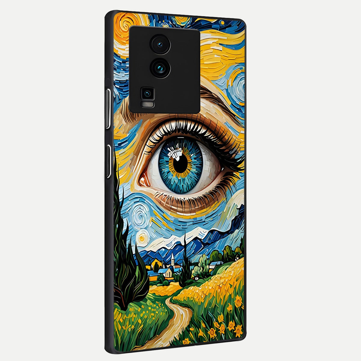  Van Gogh Eye back cover For iQOO Neo 7 Pro slim fit glass case with vibrant aesthetic design