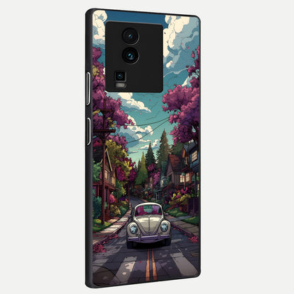  Vintage Street Drive back cover For iQOO Neo 7 Pro slim fit glass case with vibrant aesthetic design