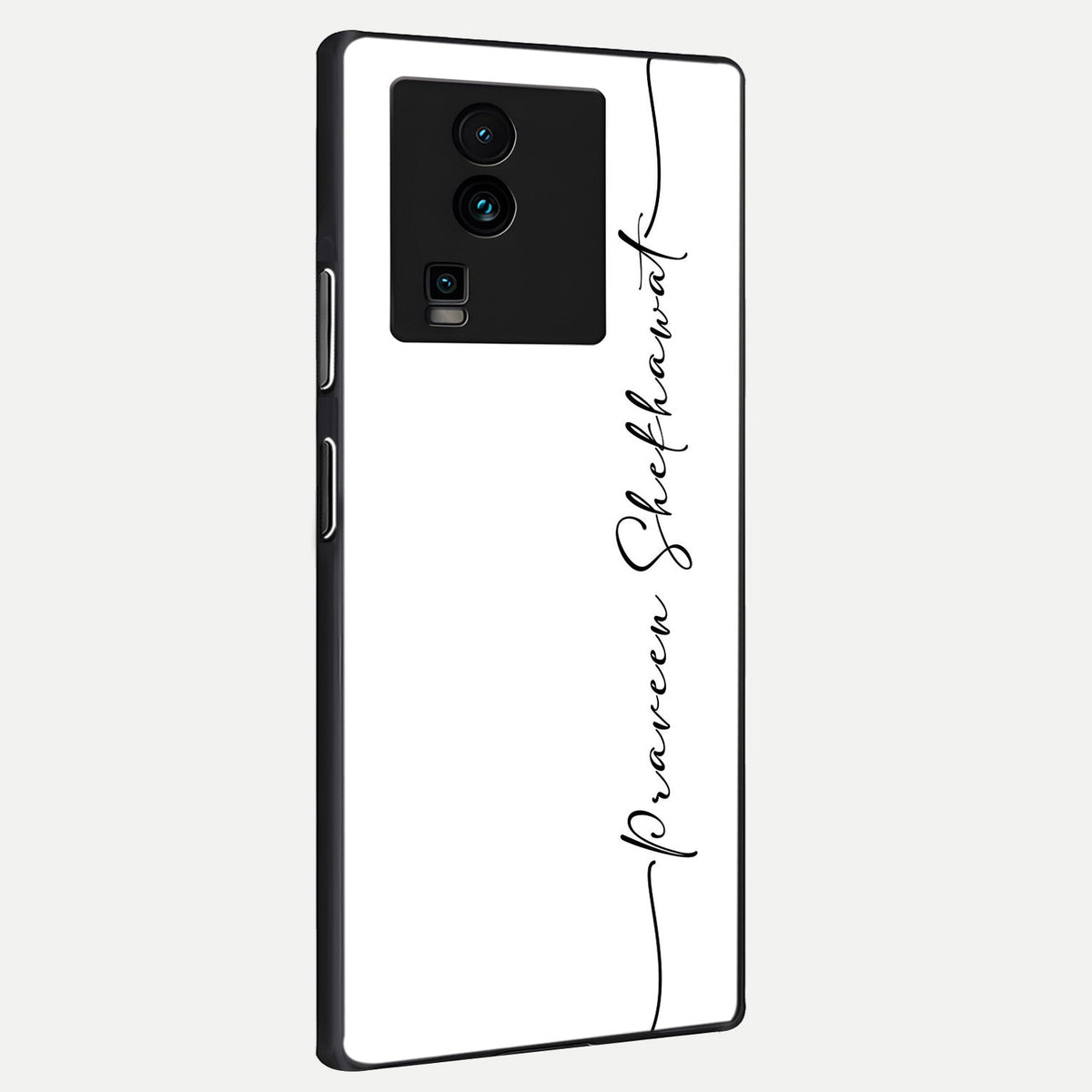  White Tune Custom Name back cover For iQOO Neo 7 Pro slim fit personalized glass case with aesthetic design
