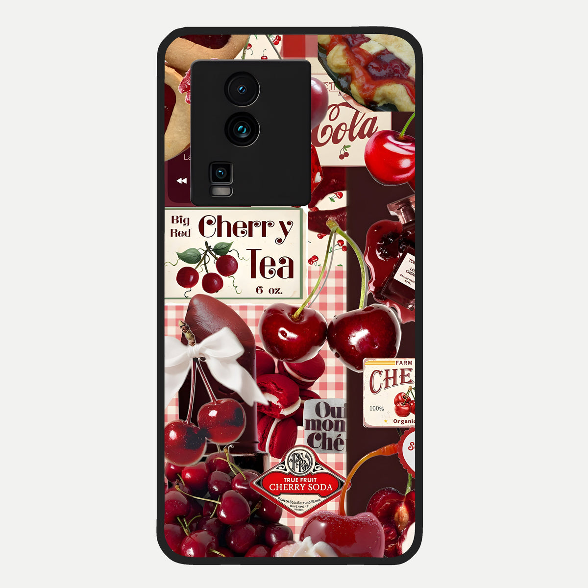  Aesthetic Cherry Tea Glass Case For iQOO Neo 7 Pro back cover – full design glossy printed glass finish