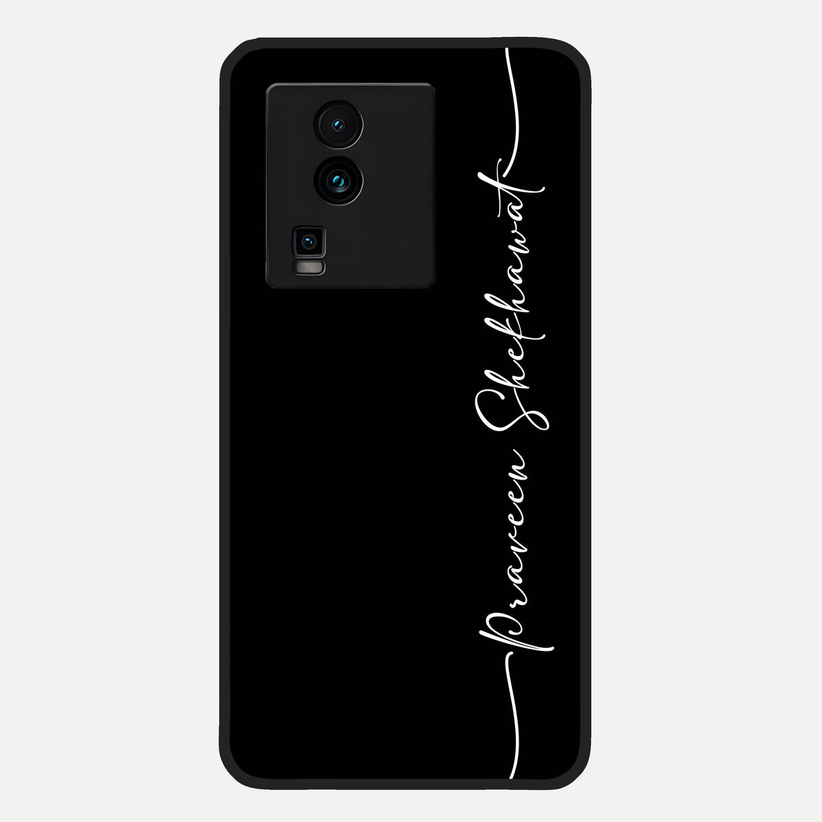  Black Tune Custom Name Glass Case For iQOO Neo 7 Pro back cover – full design glossy printed glass finish
