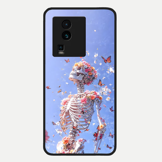  Bloom Beyond Bones Glass Case For iQOO Neo 7 Pro back cover – full design glossy printed glass finish