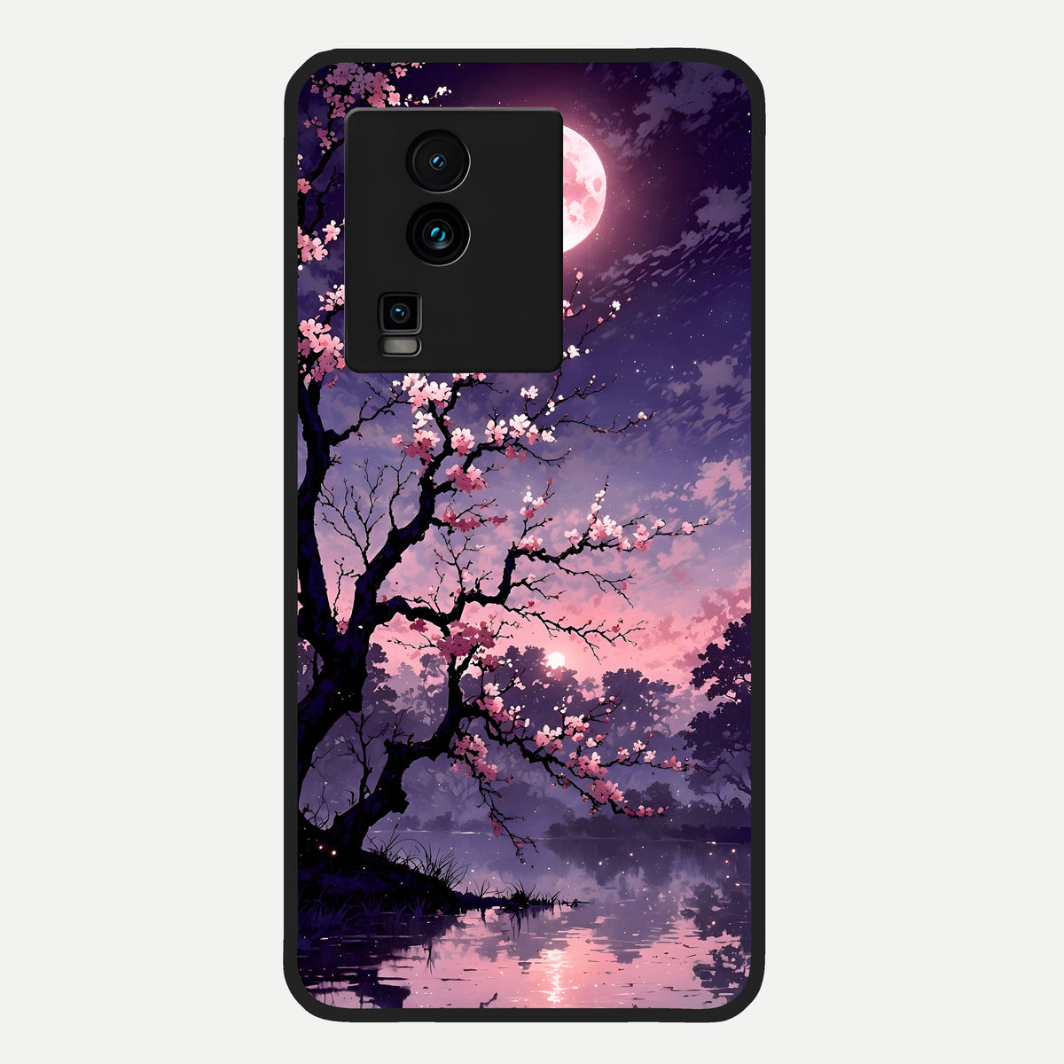  Blossom Pink Moon Glass Case For iQOO Neo 7 Pro back cover – full design glossy printed glass finish