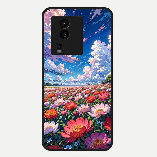  Blossom Sky Field Glass Case For iQOO Neo 7 Pro back cover – full design glossy printed glass finish