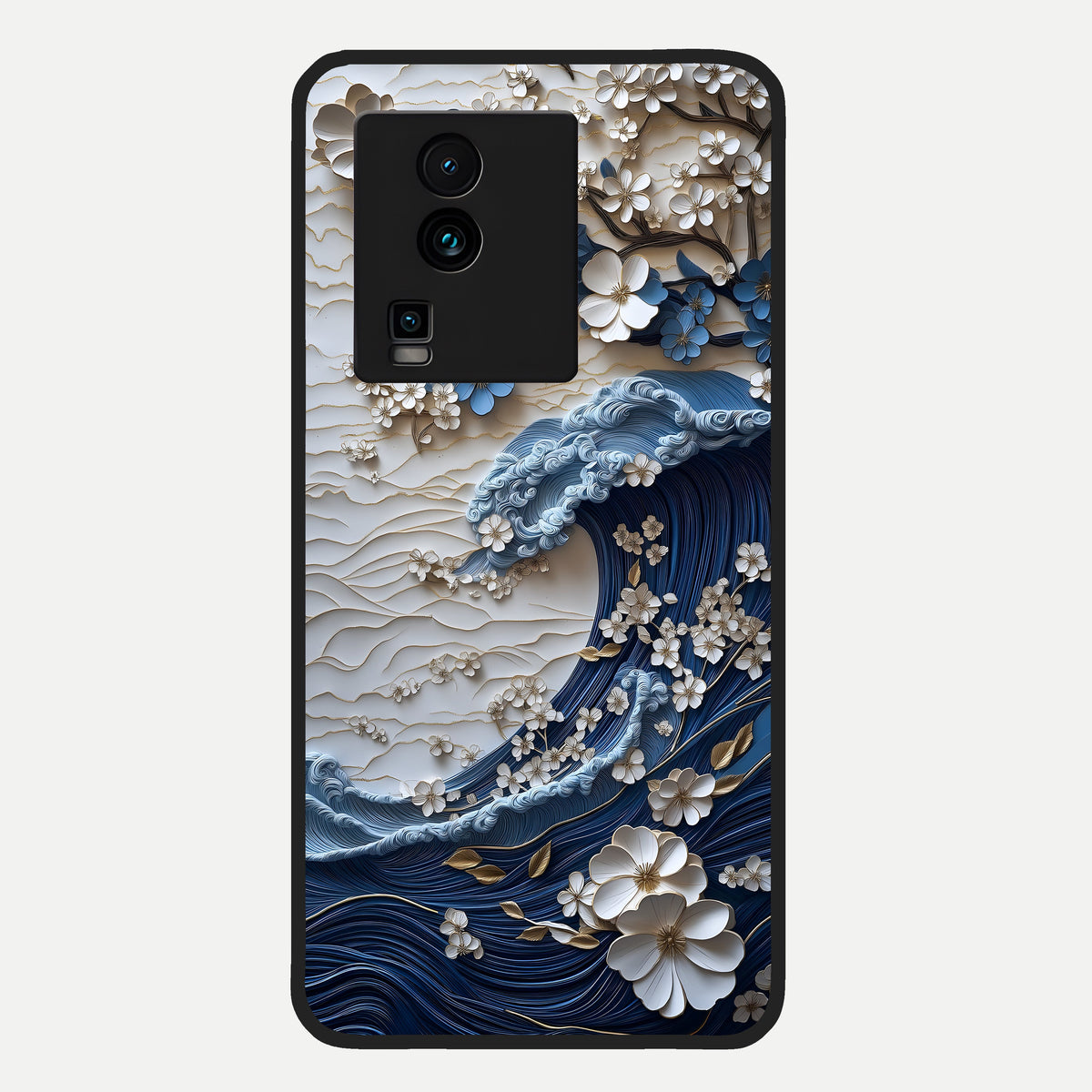  Blossom Wave Art Glass Case For iQOO Neo 7 Pro back cover – full design glossy printed glass finish